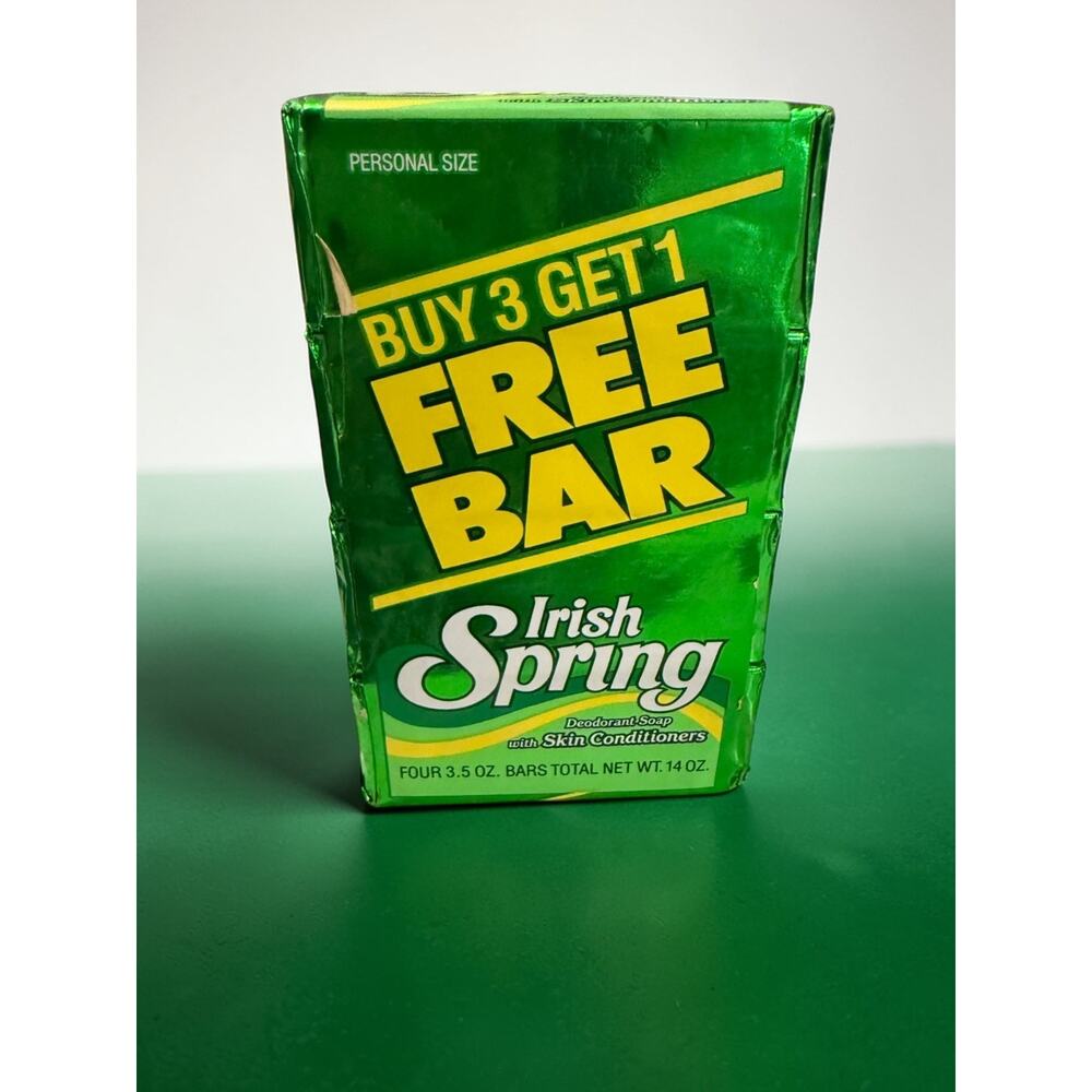 Vintage Irish Spring Soap 4 Pack Personal Size 3.5oz Bars NOS Buy 3 Get 1 Free